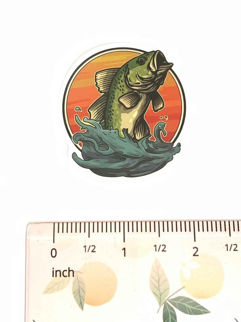 Fishing Bass Sticker - Green/Orange Fish Decal